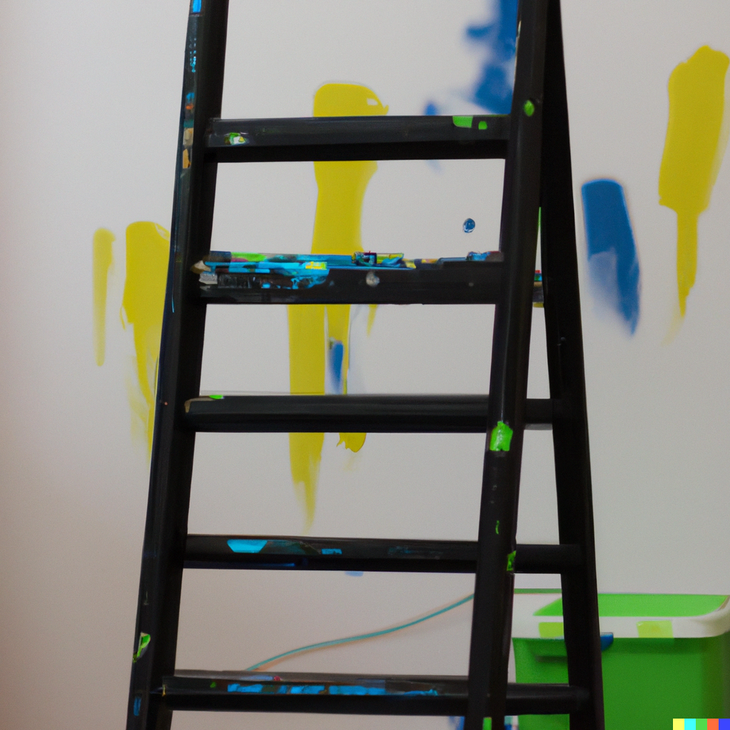 ladder with paint on it in a child's room